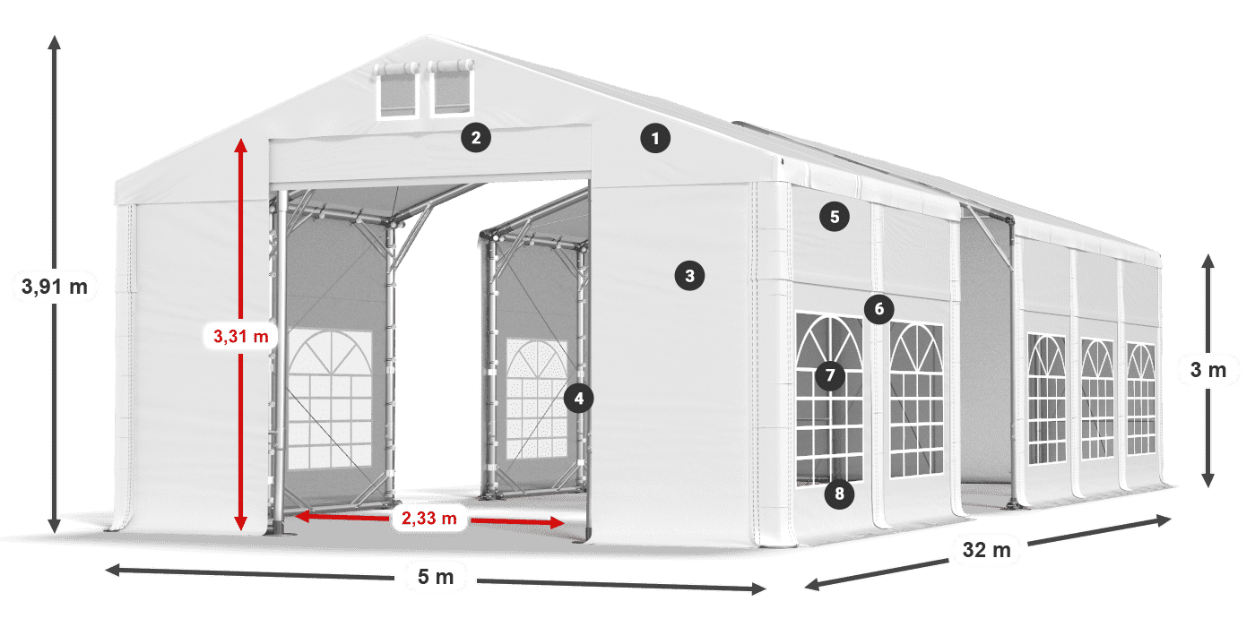 Strecha: MS 580 PVC Steny: FR 620 PVC 3m legenda