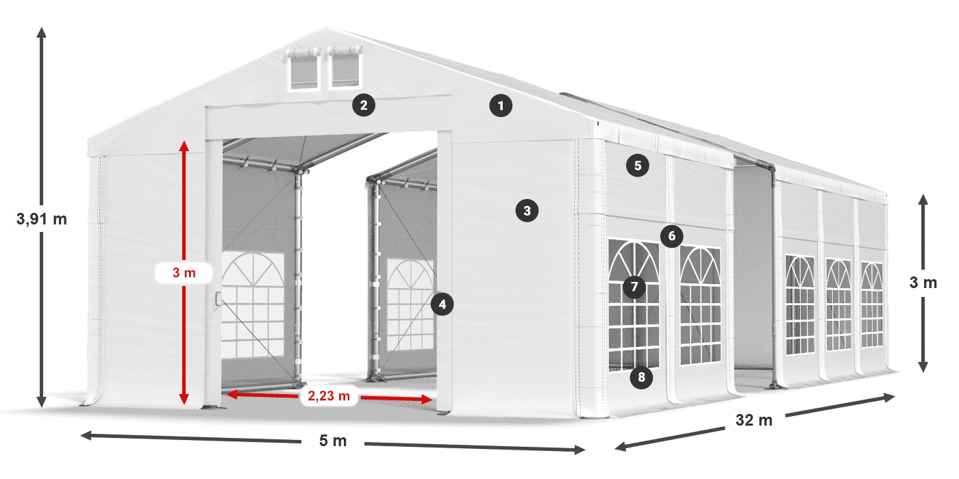 Strecha: MS 580 PVC Steny: FR 620 PVC 3m legenda