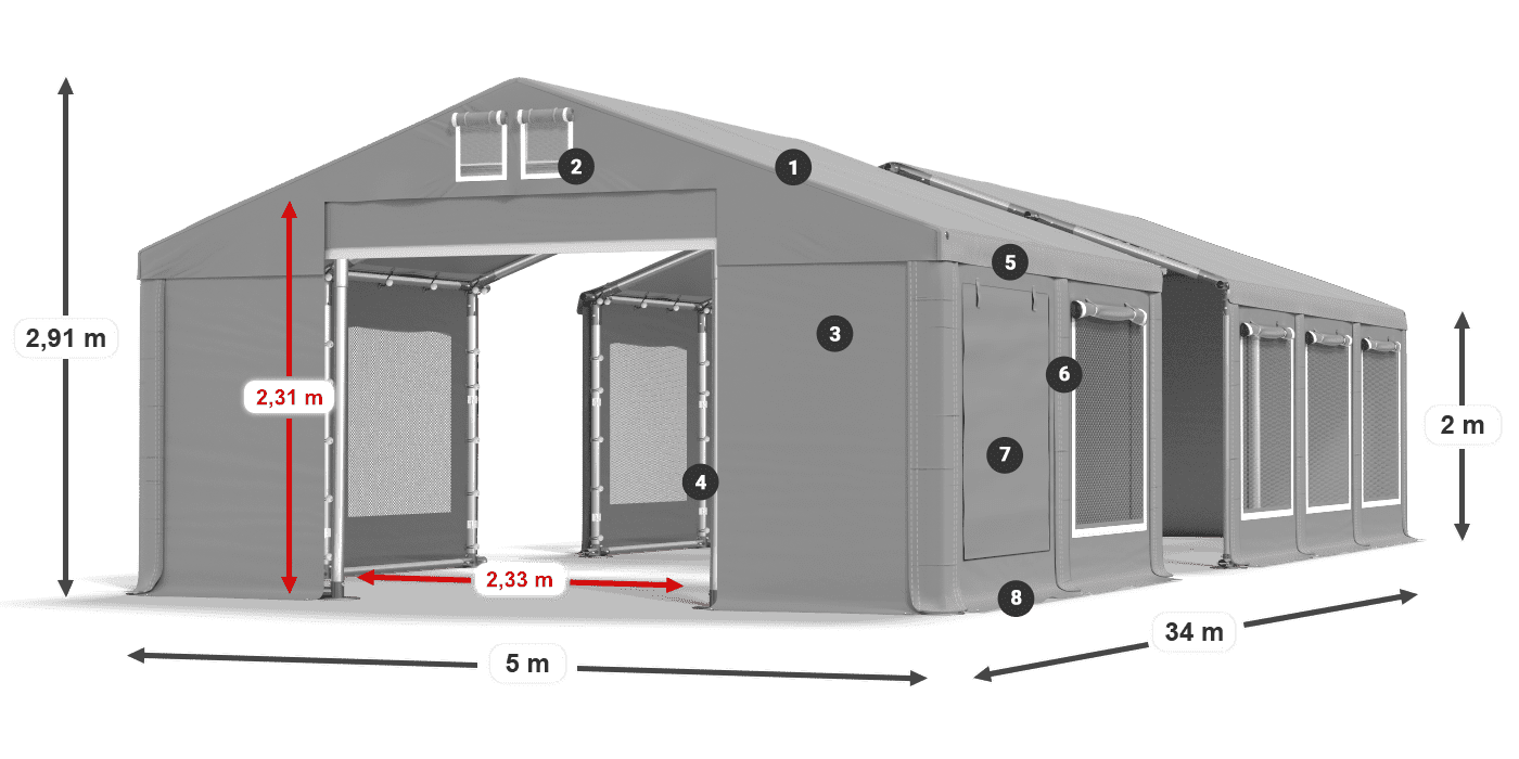 Strecha: FR 620 PVC Steny: SD 500 PVC 2 m legenda