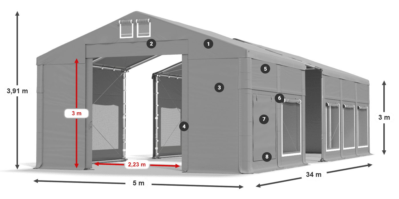 Strecha: FR 620 PVC Steny: SD 500 PVC 3m legenda
