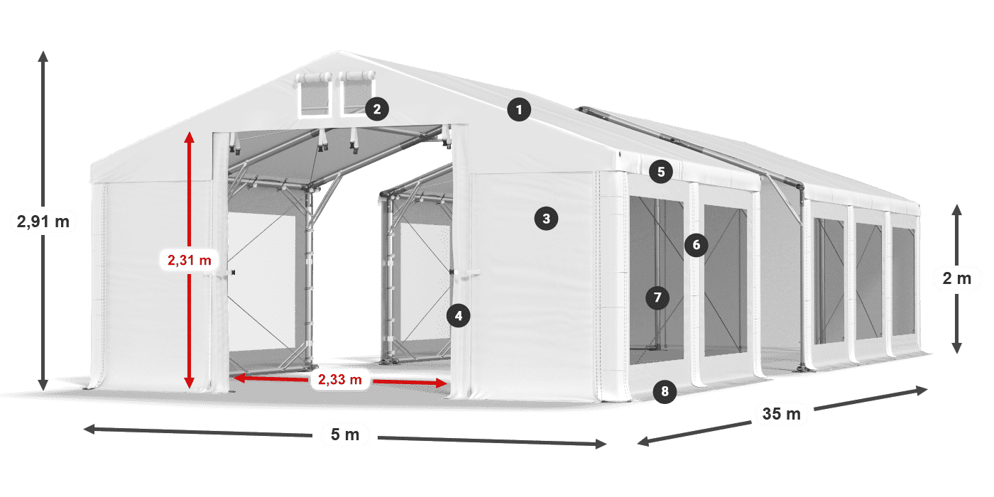 Strecha: MS 580 PVC Steny: MS 580 PVC 2 m legenda