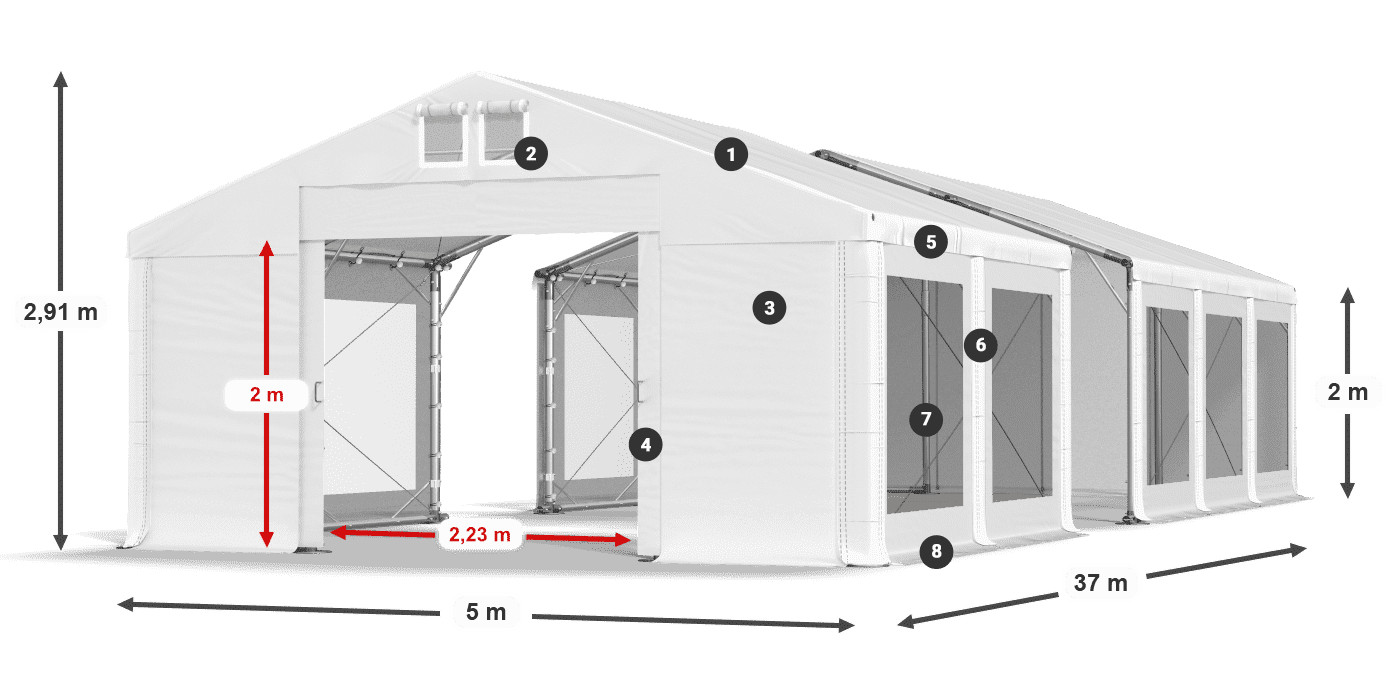 Strecha: MS 580 PVC Steny: MS 580 PVC 2 m legenda