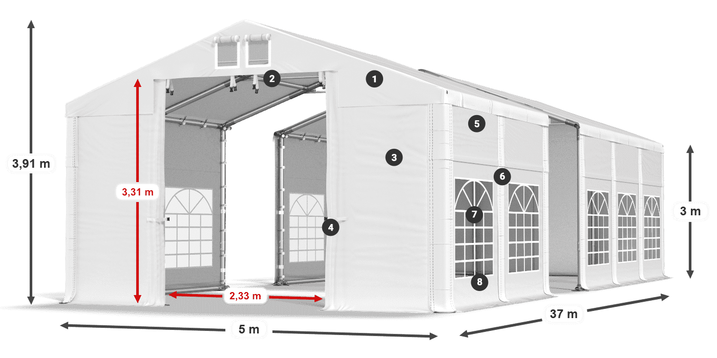 Strecha: FR 620 PVC Steny: SD 500 PVC 3m legenda