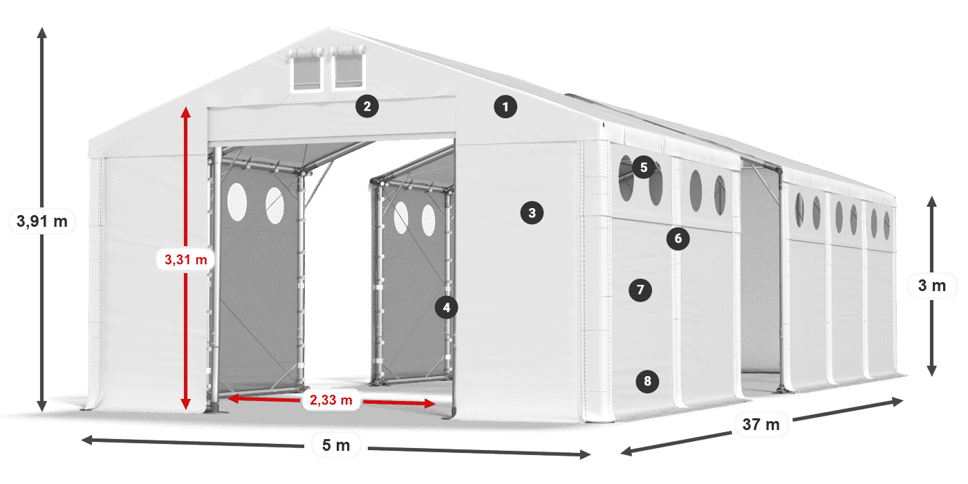 Strecha: MS 580 PVC Steny: FR O 620 PVC 3m legenda