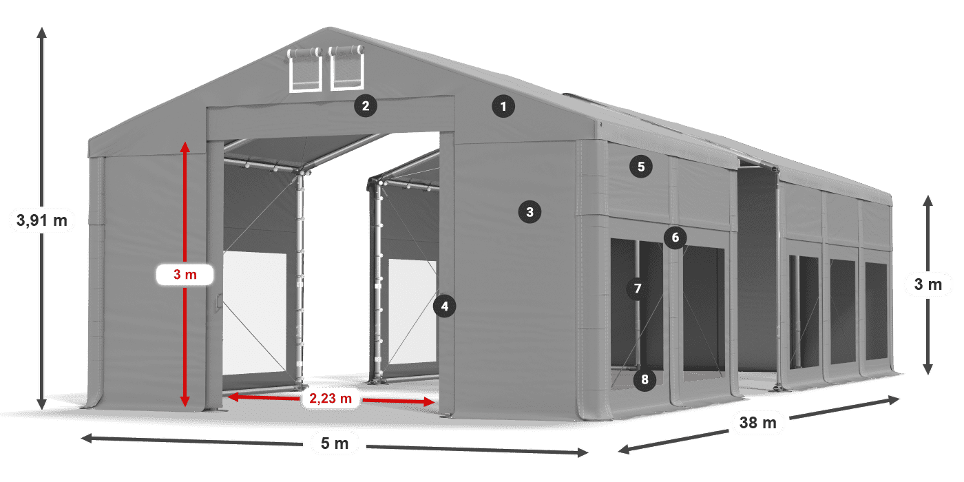 Strecha: MS 580 PVC Steny: MS 580 PVC 3m legenda