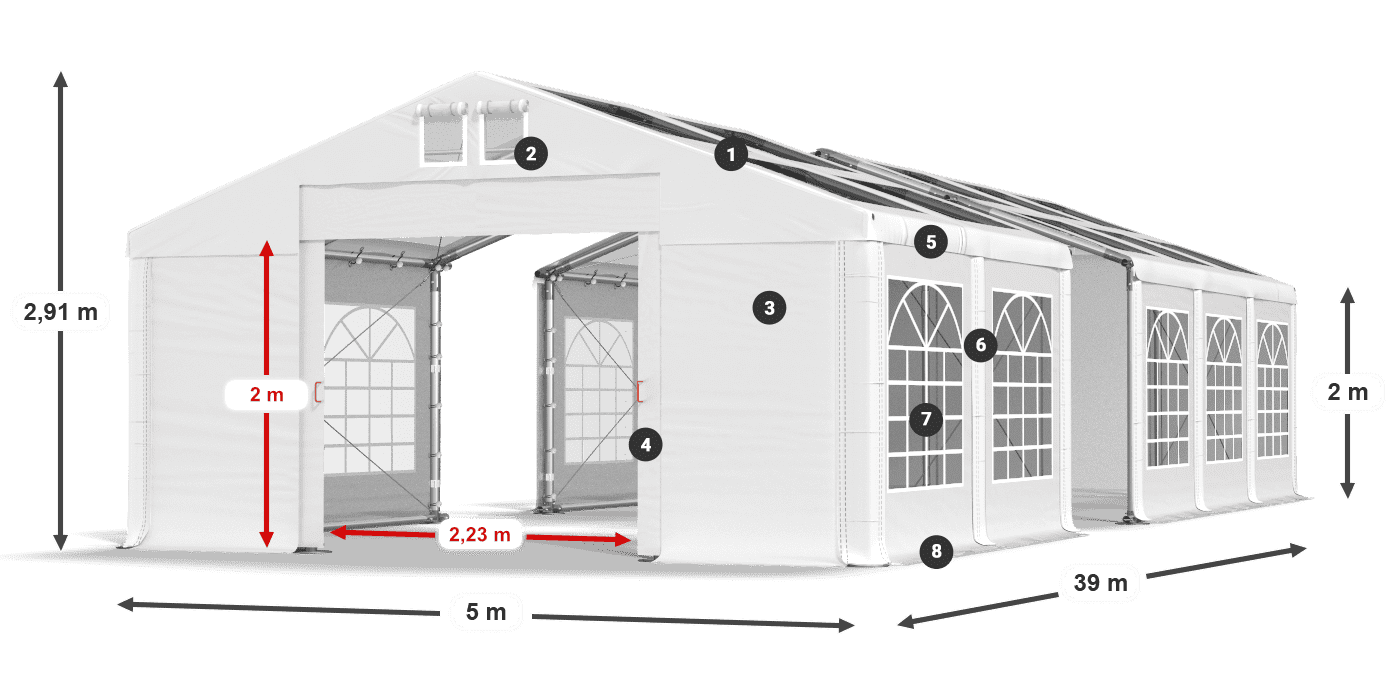 Strecha: MS T 580 PVC Steny: FR 620 PVC 2m legenda