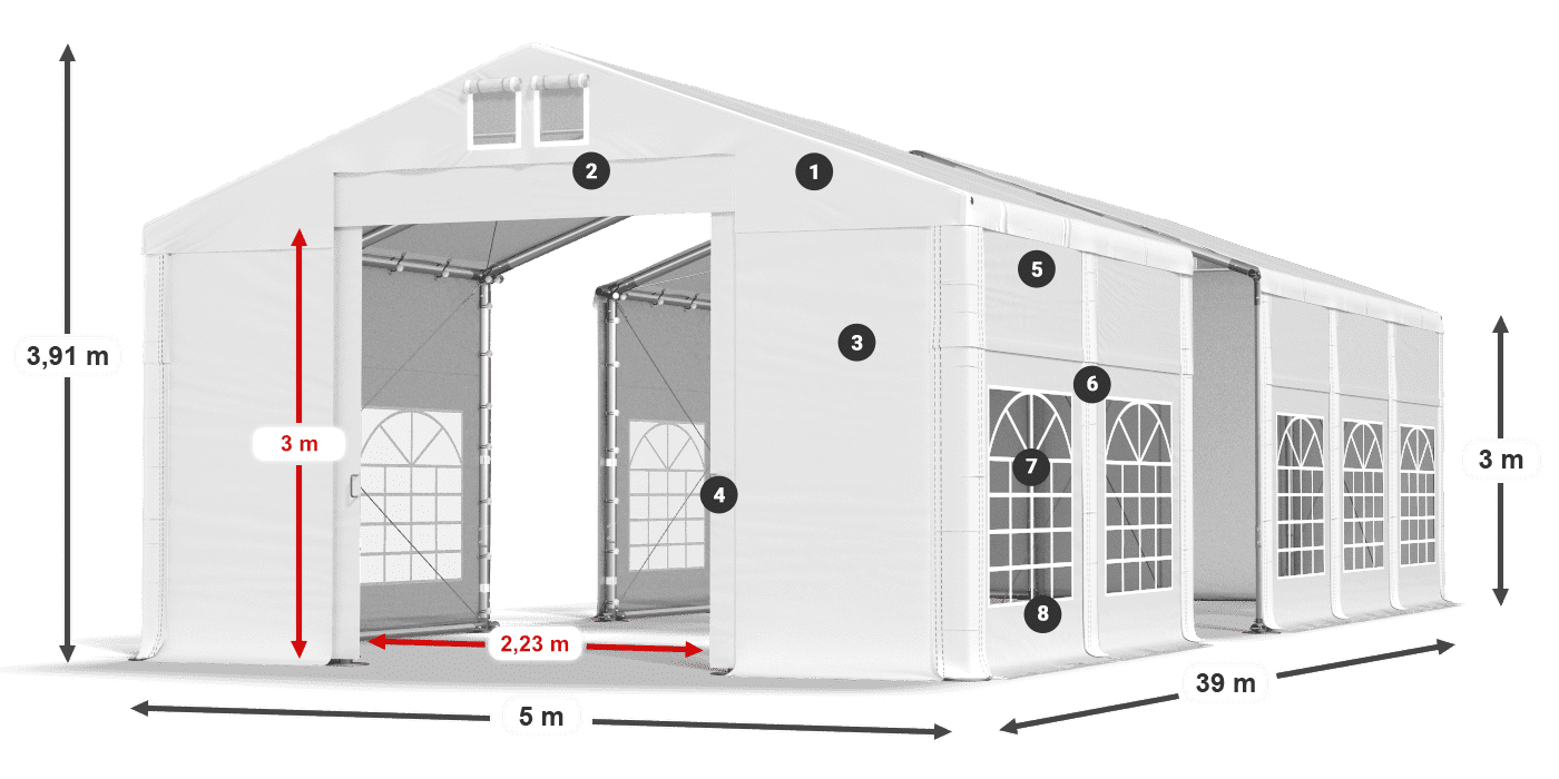 Strecha: FR 620 PVC Steny: SD 500 PVC 3m legenda