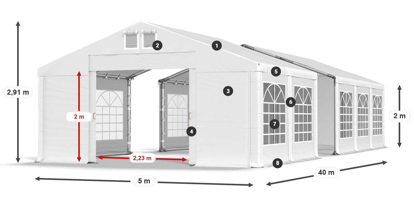 Strecha: MS 580 PVC Steny: FR 620 PVC 2m legenda