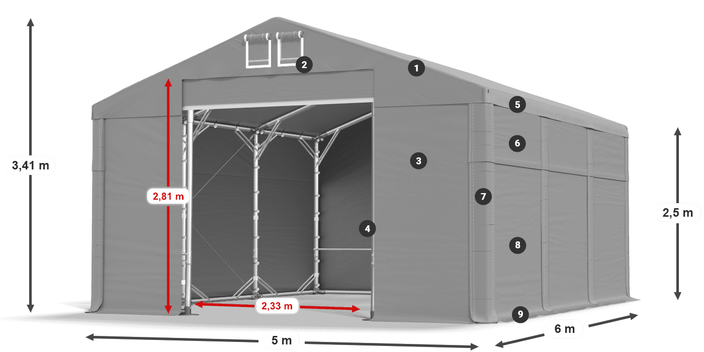 Strecha: SD 560 PVC Steny: MS 580 PVC legenda 2,5 m