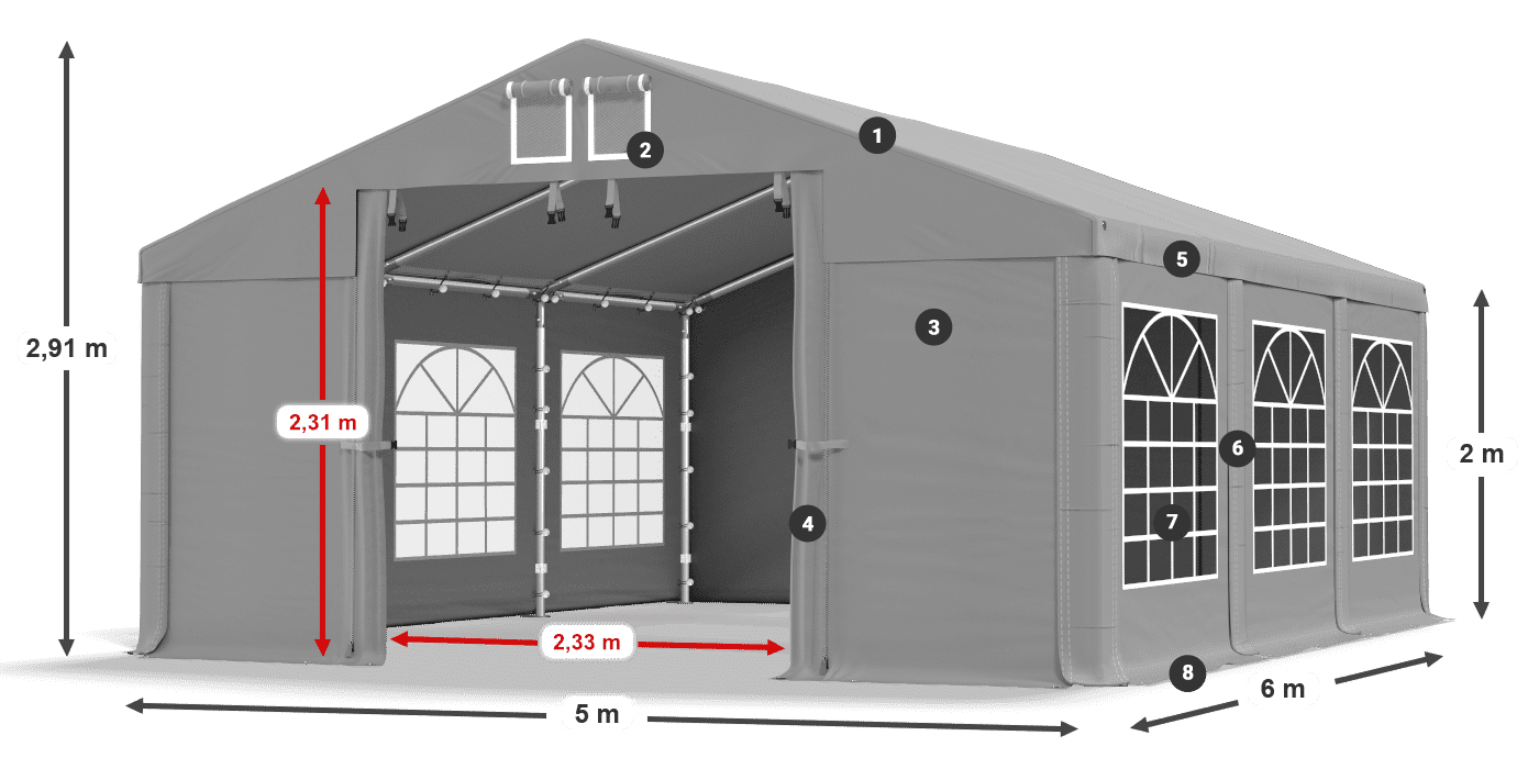 Strecha: FR 620 PVC Steny: SD 500 PVC 2 m legenda