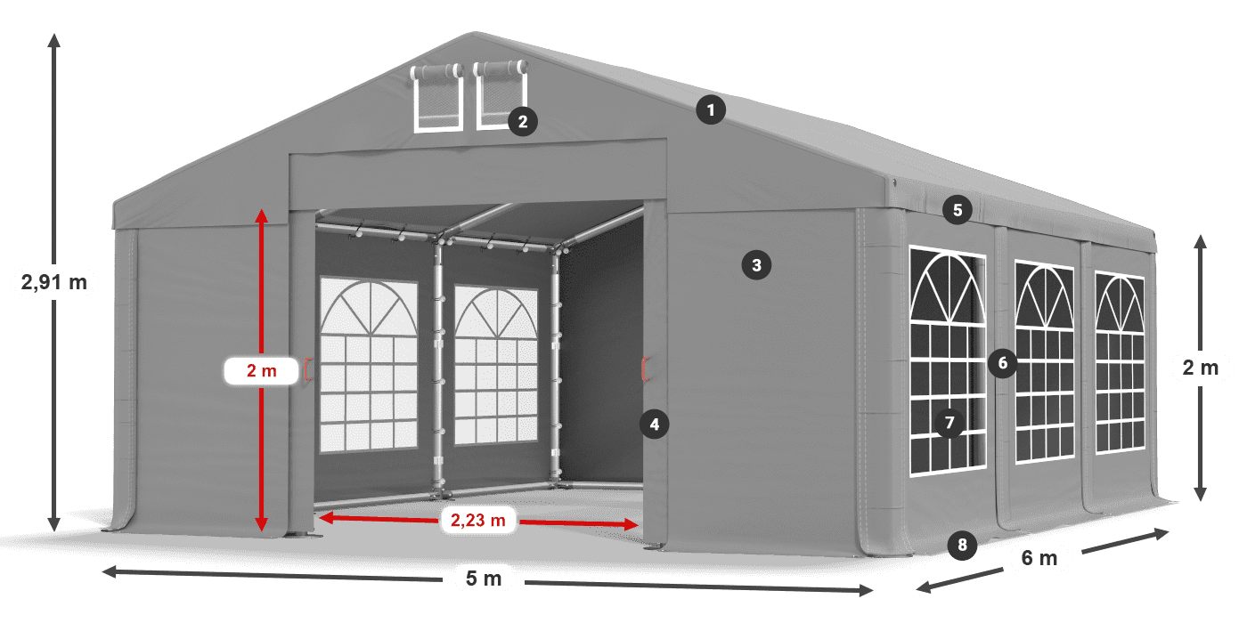Strecha: FR 620 PVC Steny: SD 500 PVC 2 m legenda