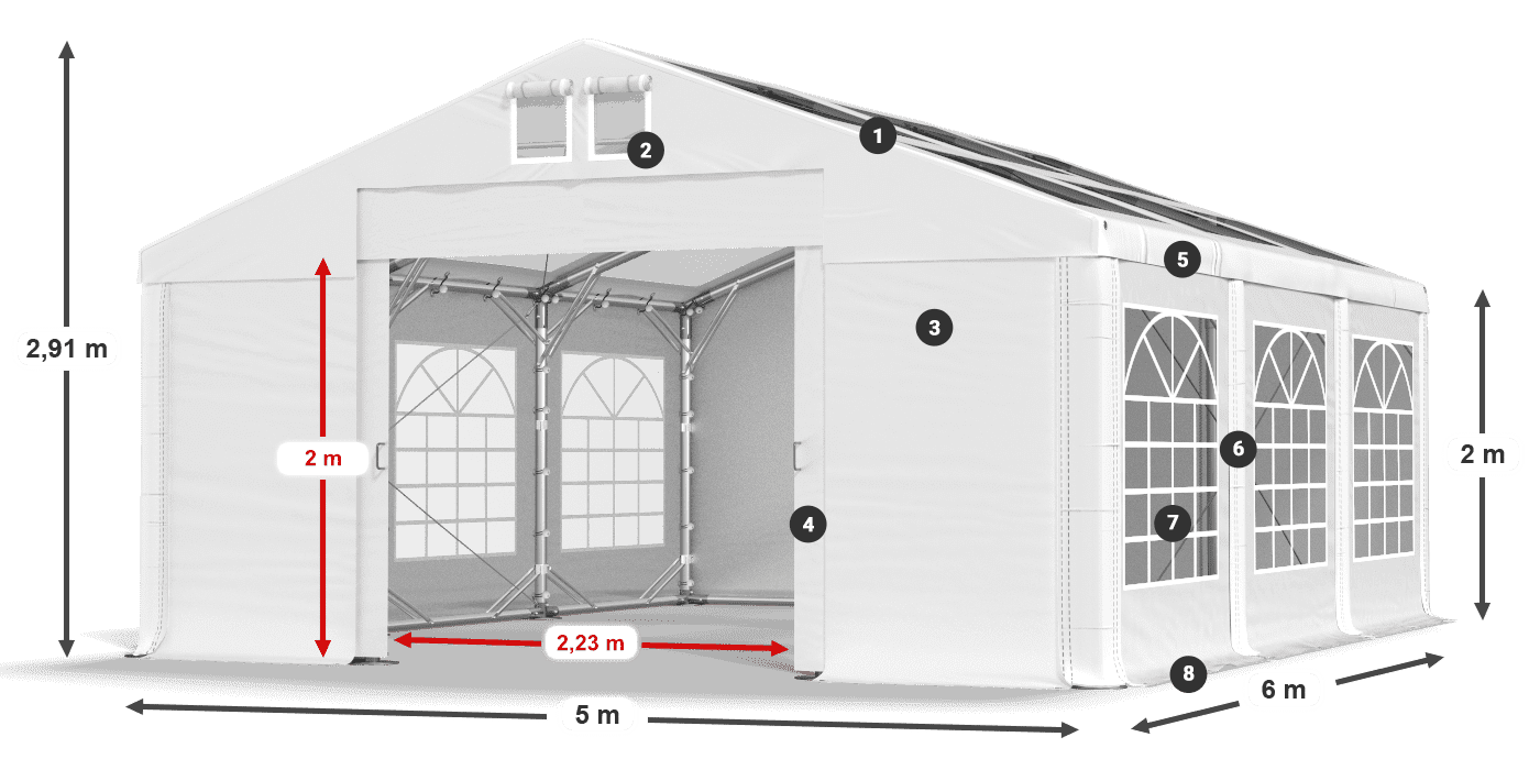 Strecha: MS 580 PVC Steny: SD 500 PVC 2 m legenda