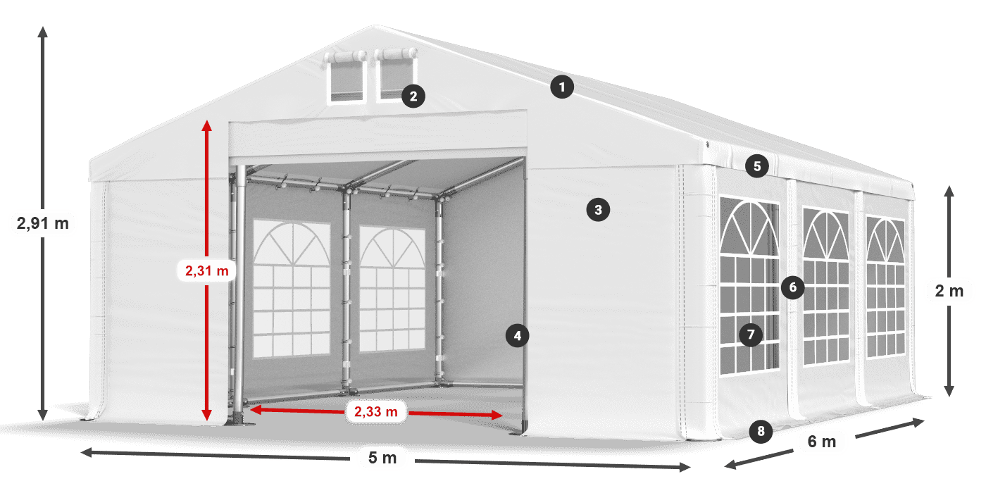 Strecha: SD 560 PVC Steny: FR 620 PVC legenda 2m