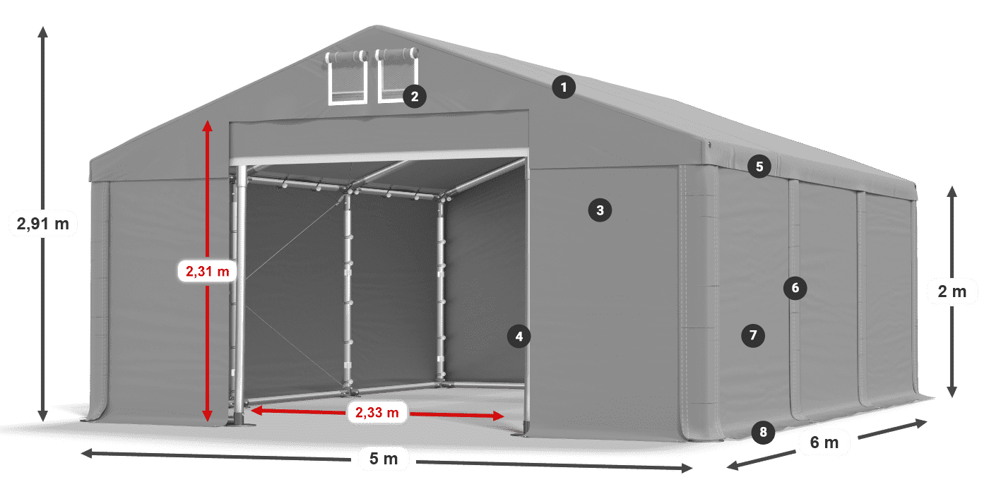 Strecha: SD 560 PVC Steny: MS 580 PVC legenda 2m