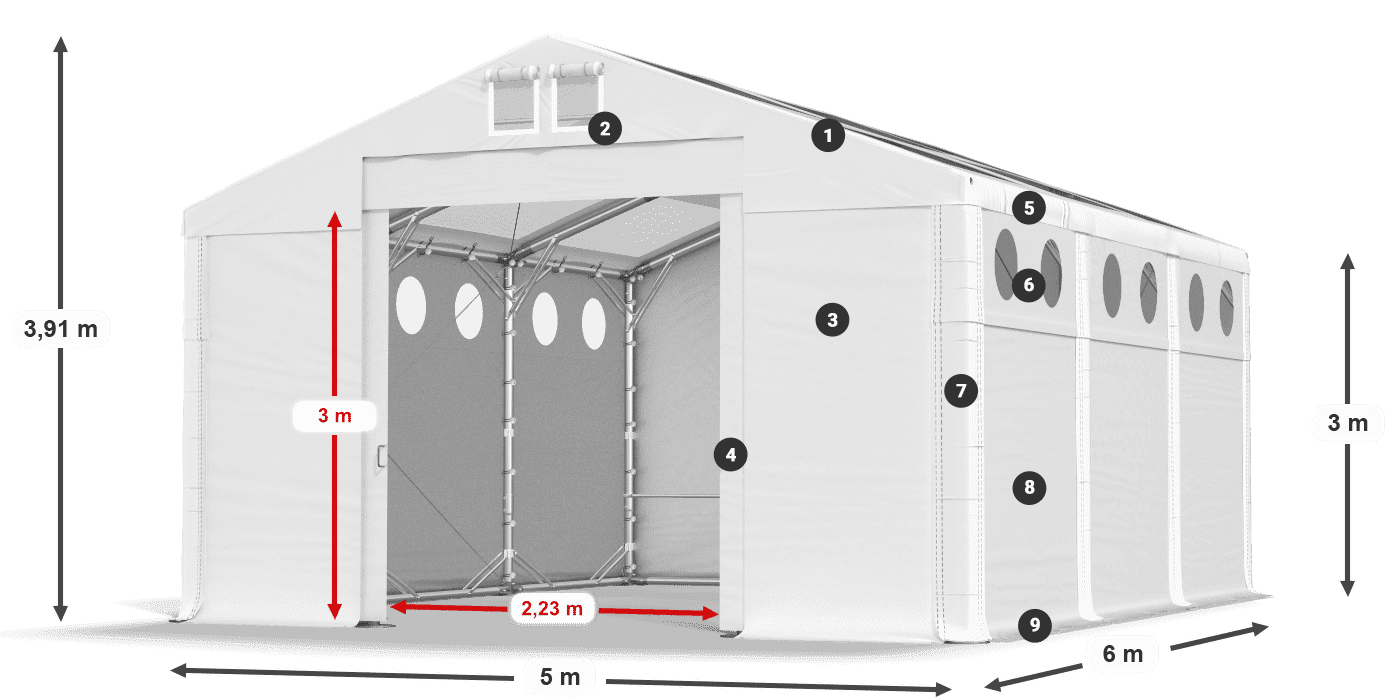 Strecha: MS T 580 PVC Steny: FR O 620 PVC 3m legenda