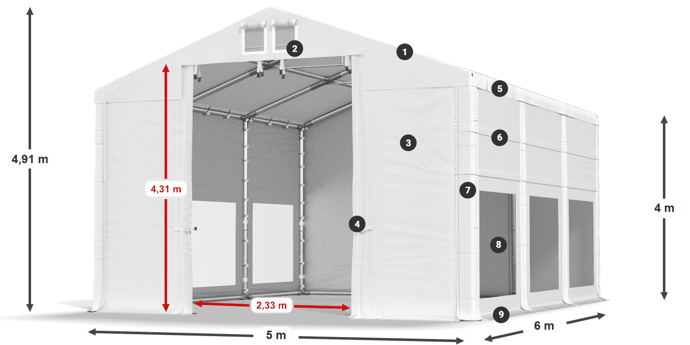 Strecha: MS 580 PVC Steny: MS 580 PVC 4m legenda
