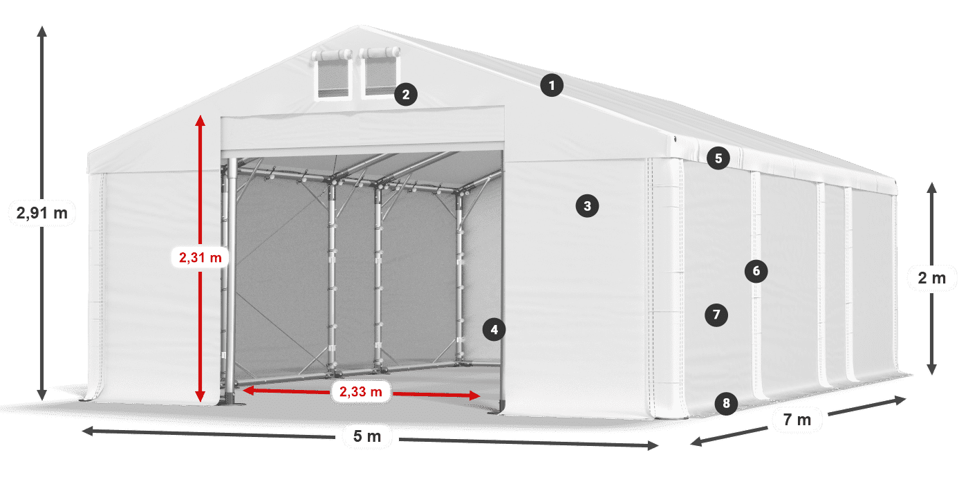 Strecha: FR 620 PVC Steny: SD 500 PVC 2 m legenda