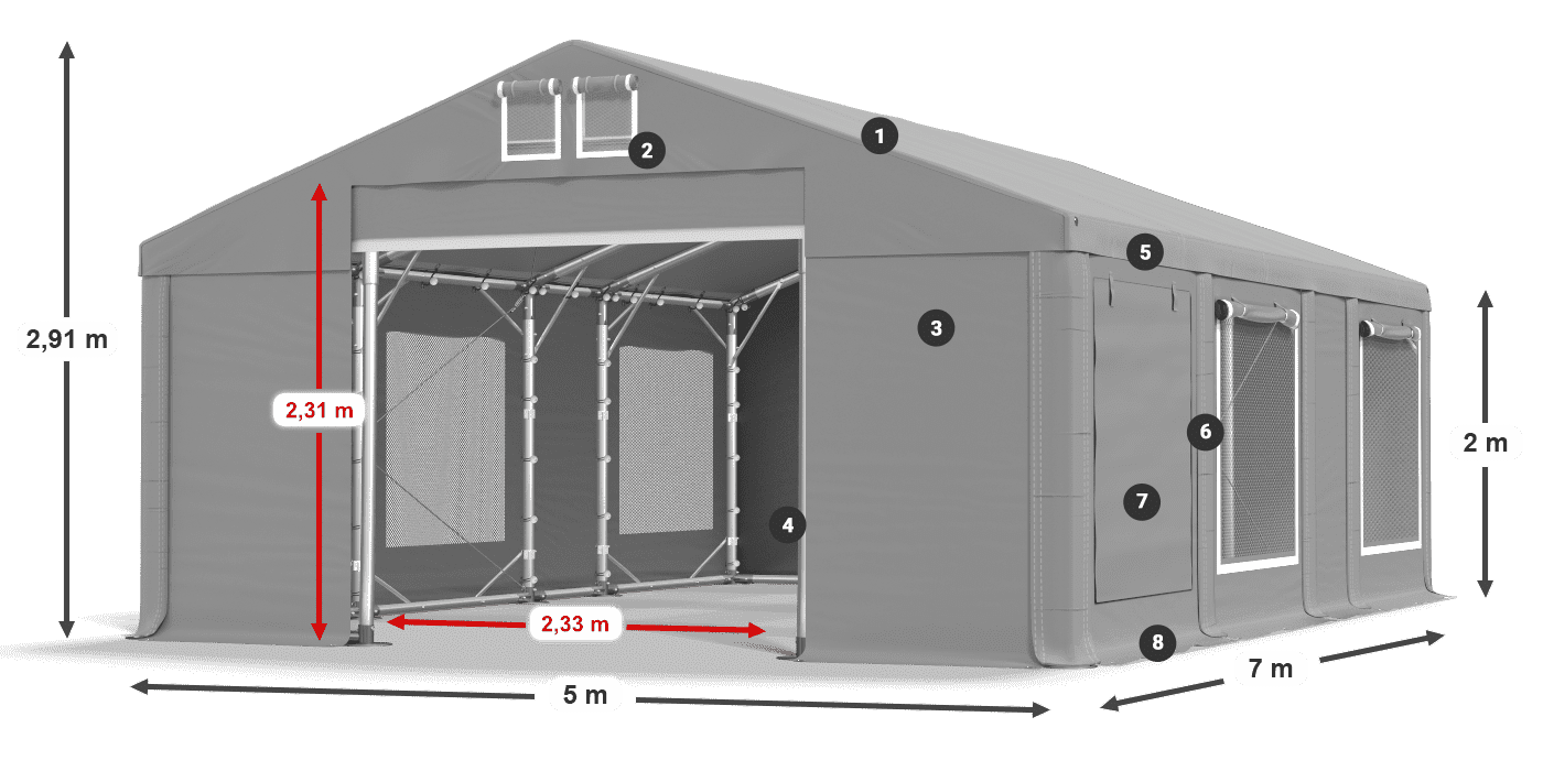 Strecha: FR 620 PVC Steny: SD 500 PVC 2 m legenda Strecha: FR 620 PVC Steny: SD 500 PVC 2 m legenda