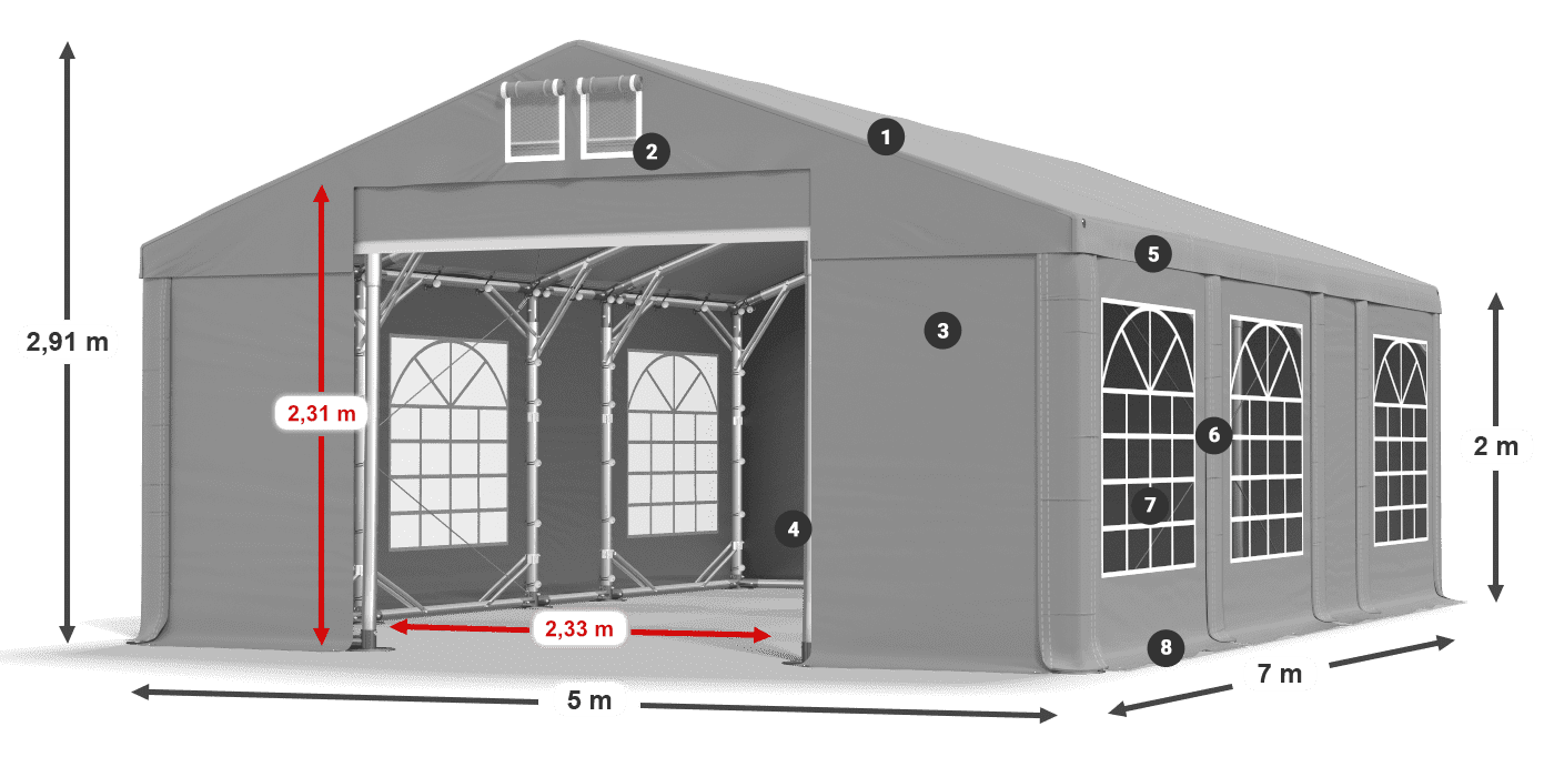 Strecha: FR 620 PVC Steny: SD 500 PVC 2 m legenda