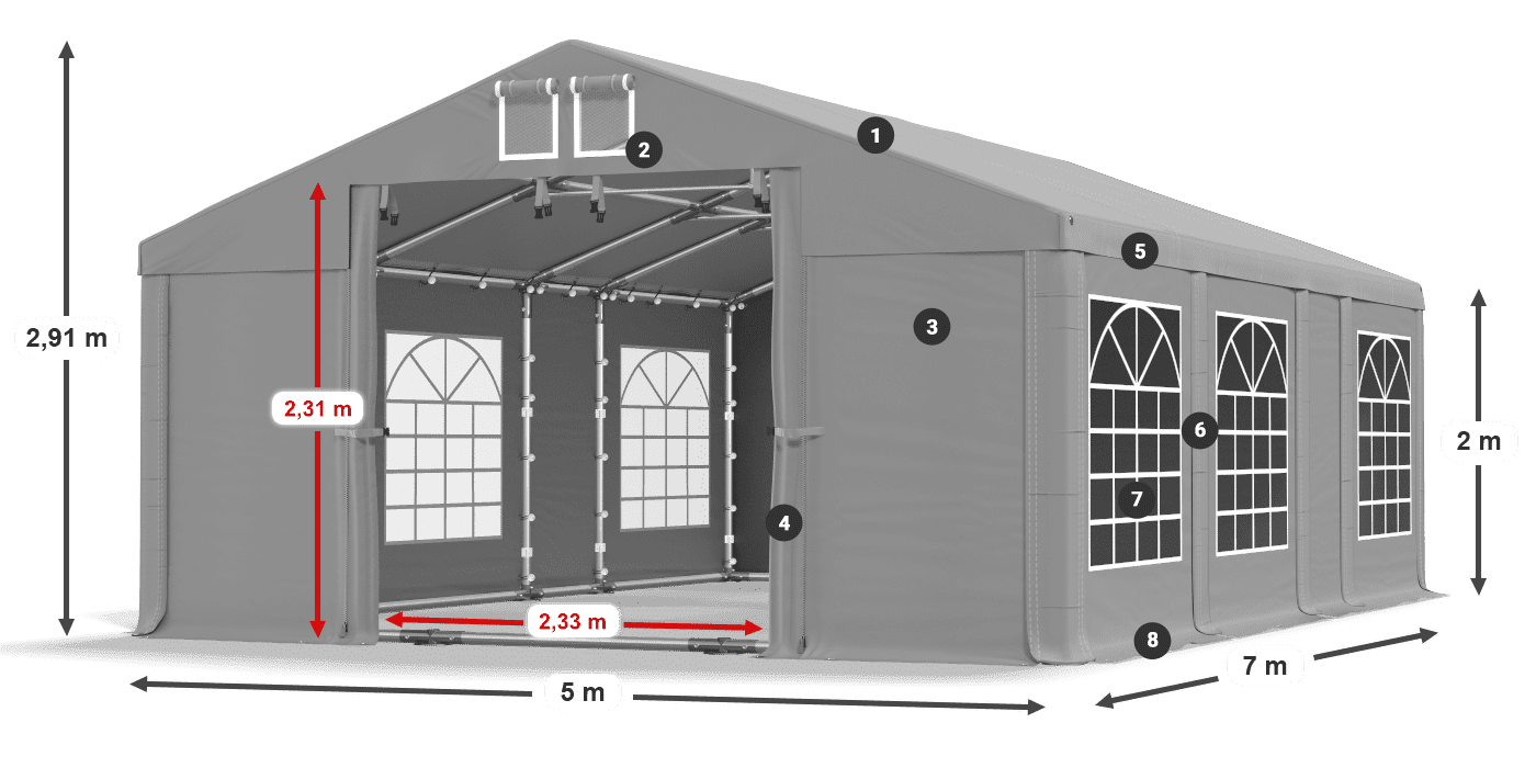 Strecha: FR 620 PVC Steny: SD 500 PVC 2 m legenda