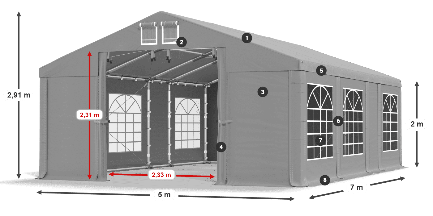 Strecha: FR 620 PVC Steny: SD 500 PVC 2 m legenda
