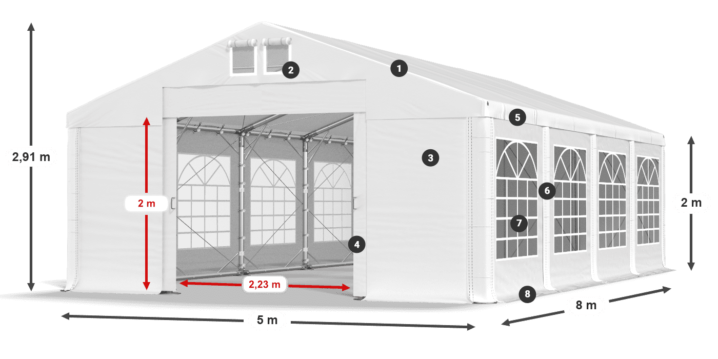 Strecha: FR 620 PVC Steny: SD 500 PVC 2 m legenda