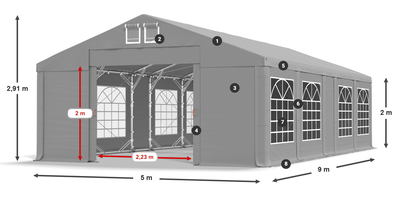 Strecha: FR 620 PVC Steny: SD 500 PVC 2 m legenda