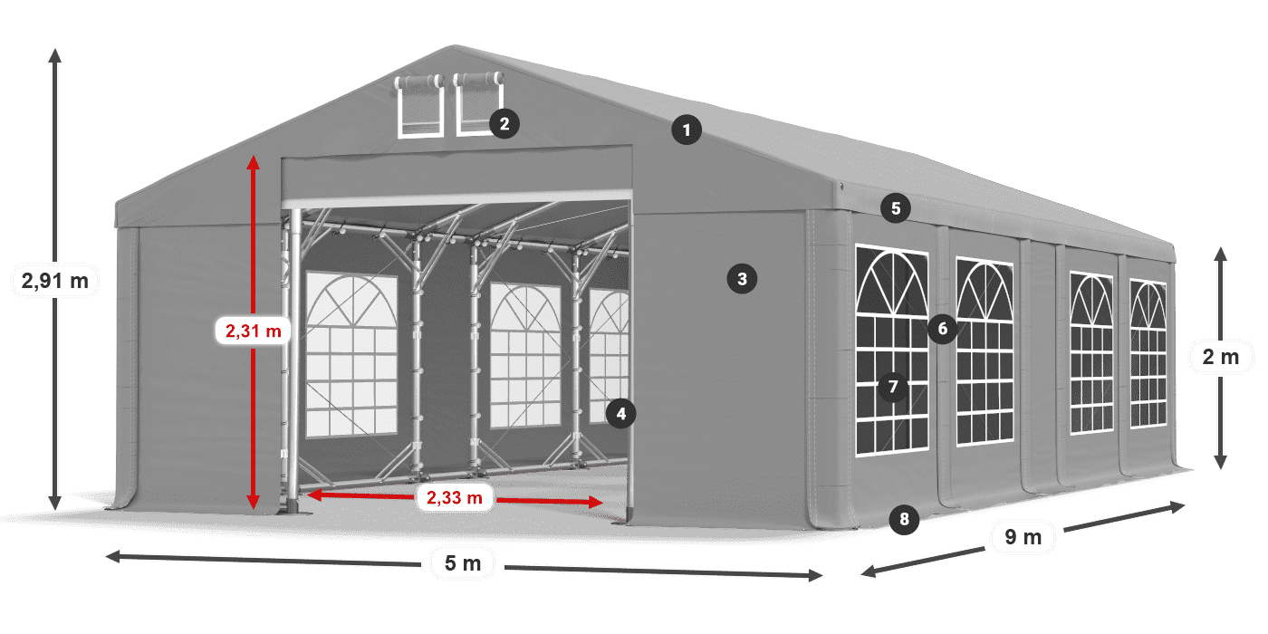 Strecha: FR 620 PVC Steny: SD 500 PVC 2 m legenda