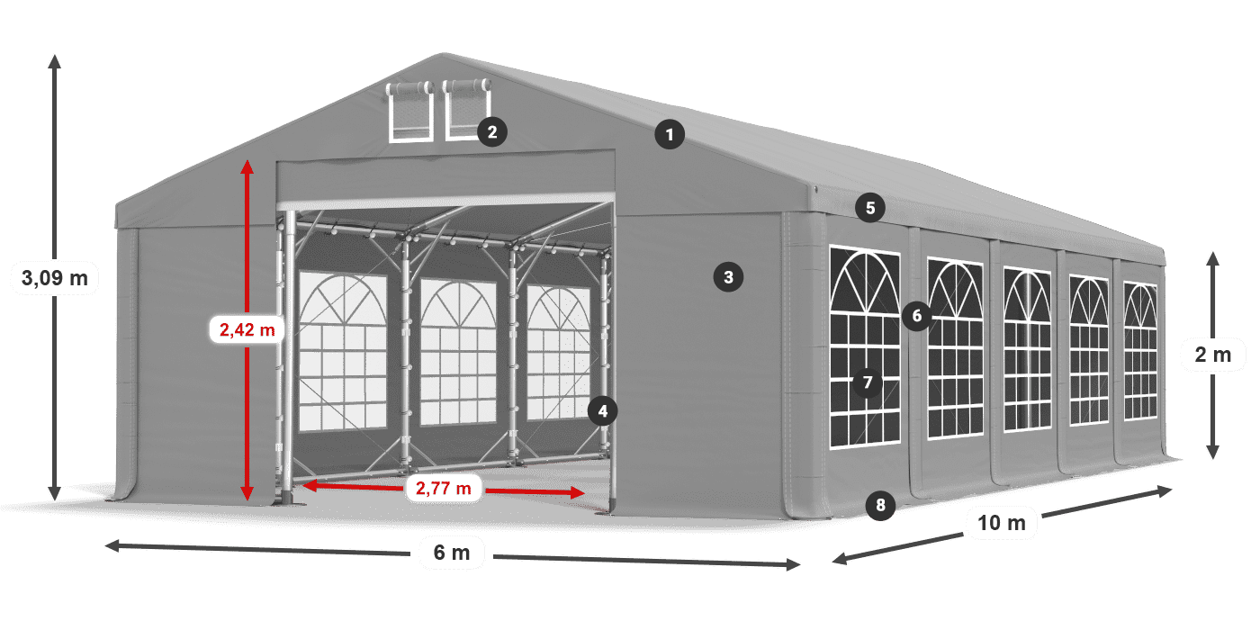 Strecha: FR 620 PVC Steny: SD 500 PVC 2 m legenda