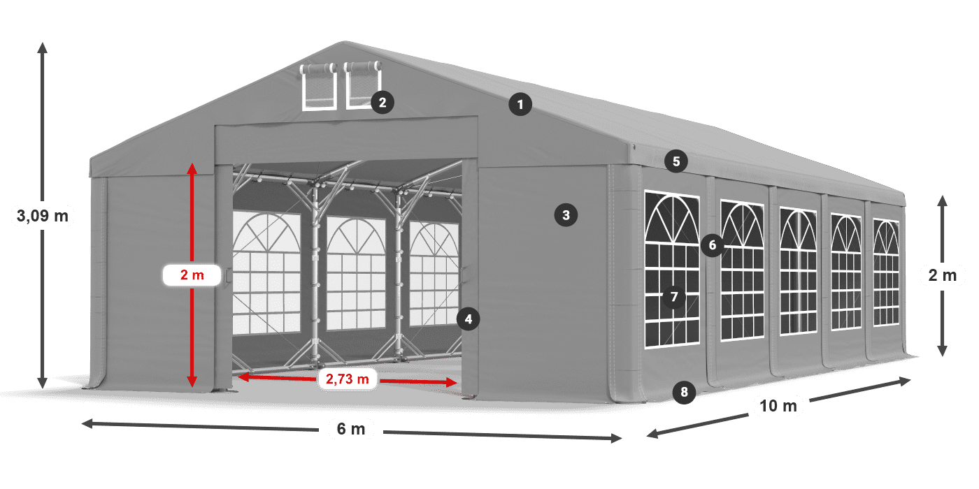 Strecha: FR 620 PVC Steny: SD 500 PVC 2 m legenda