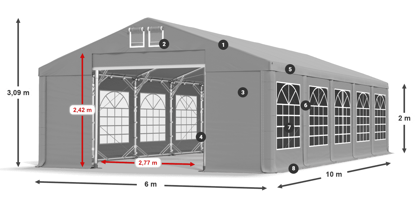 Strecha: FR 620 PVC Steny: SD 500 PVC 2 m legenda