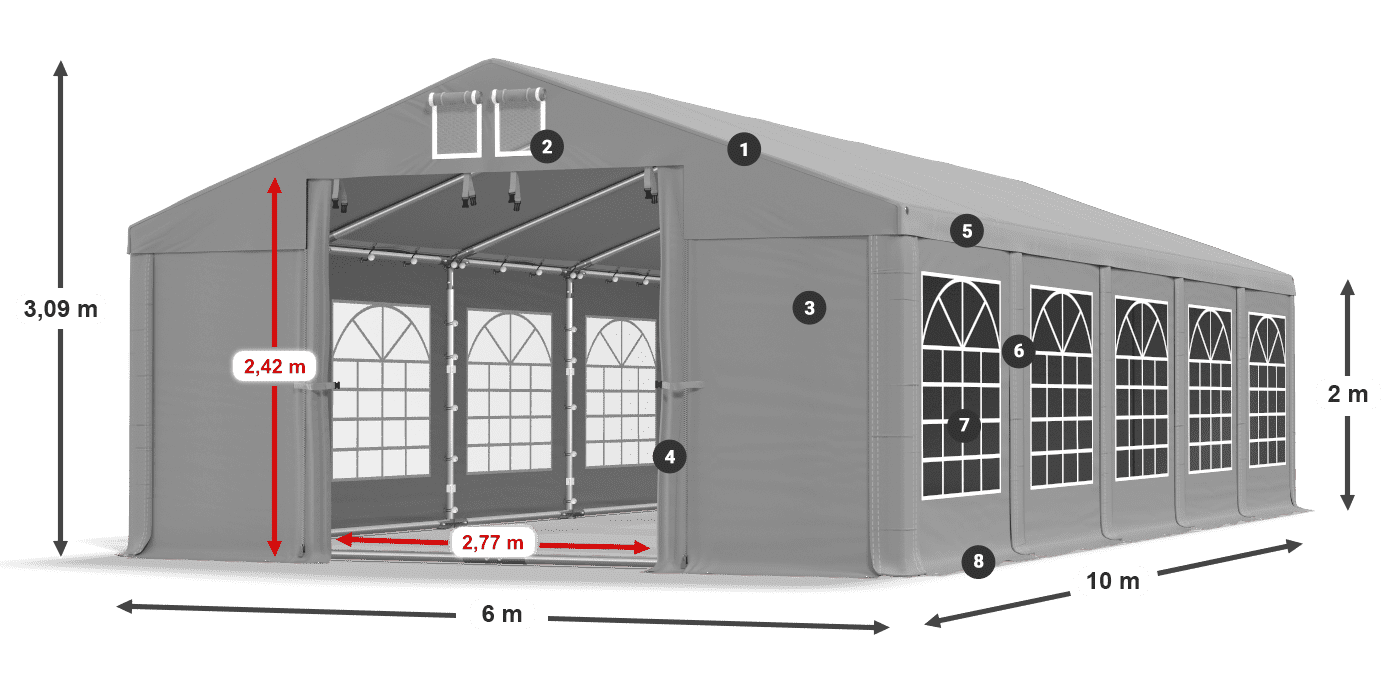 Strecha: FR 620 PVC Steny: SD 500 PVC 2 m legenda
