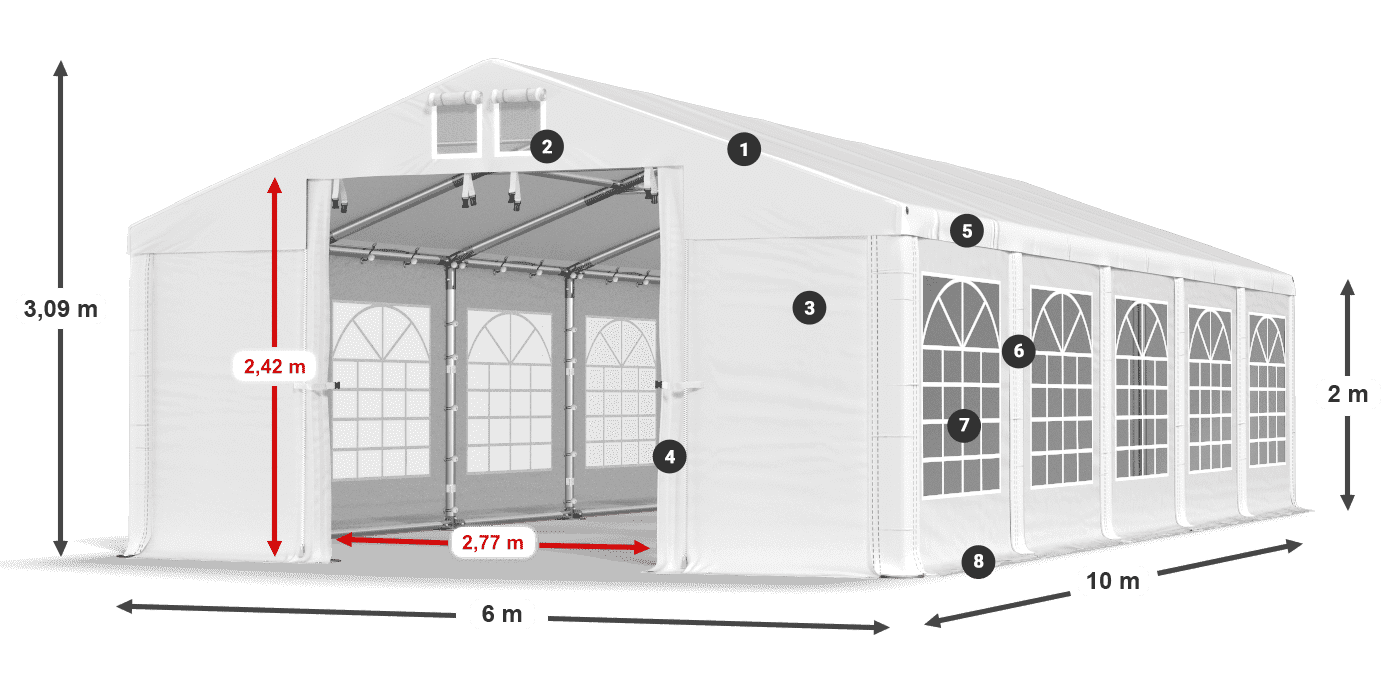 Strecha: FR 620 PVC Steny: SD 500 PVC 2 m legenda