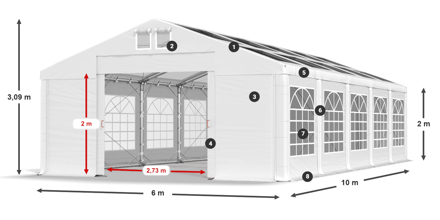 Strecha: MS T 580 PVC Steny: FR 620 PVC 2m legenda