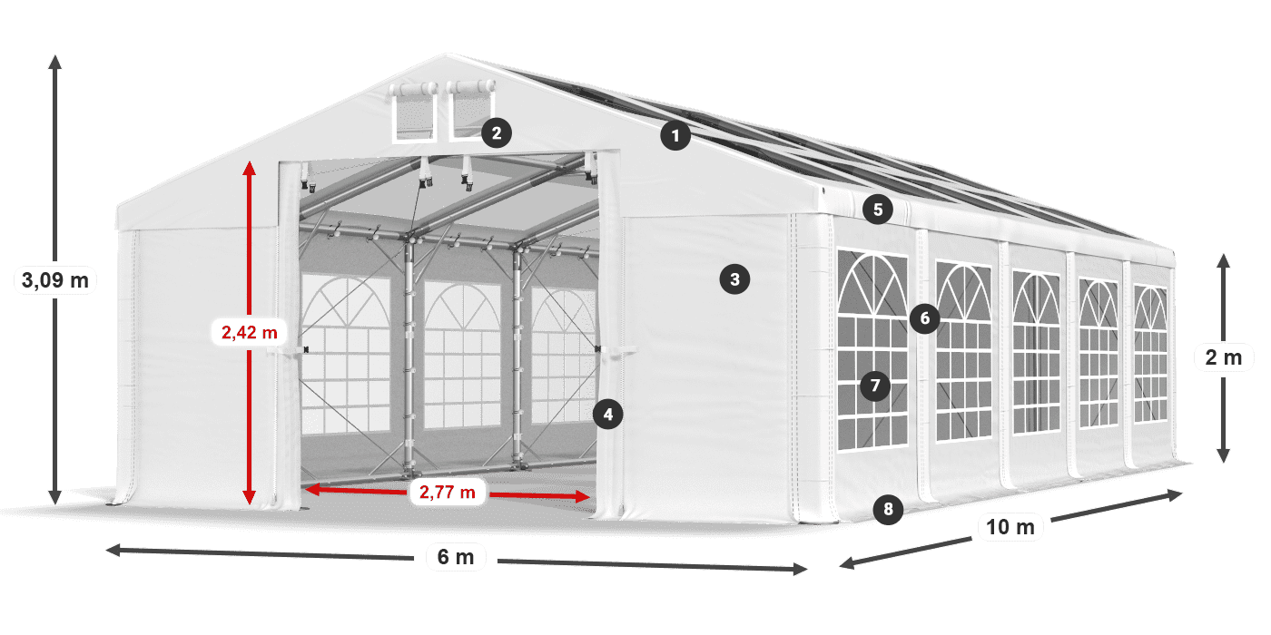 Strecha: MS T 580 PVC Steny: FR 620 PVC 2m legenda