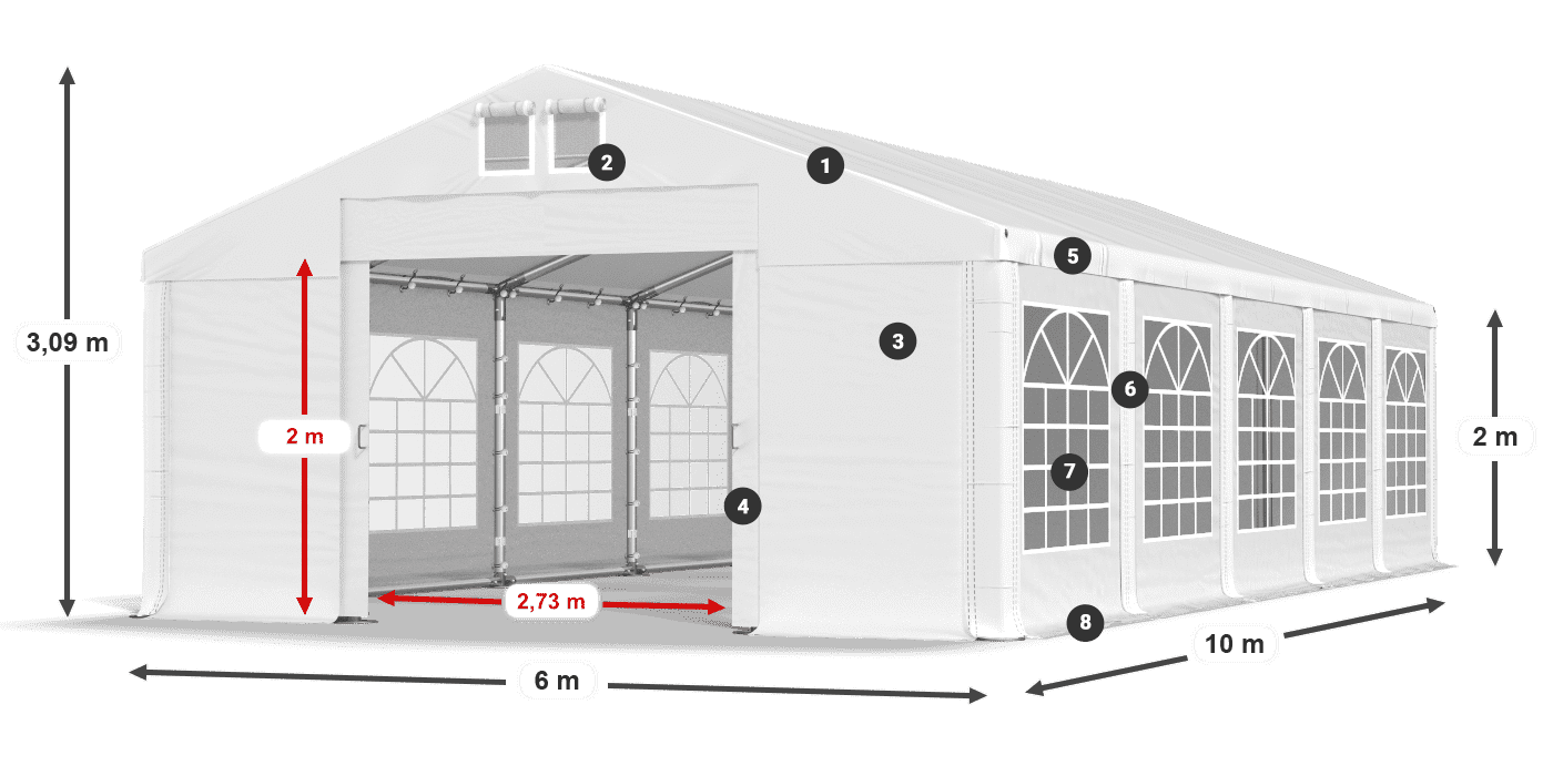 Strecha: MS 580 PVC Steny: FR 620 PVC 2m legenda