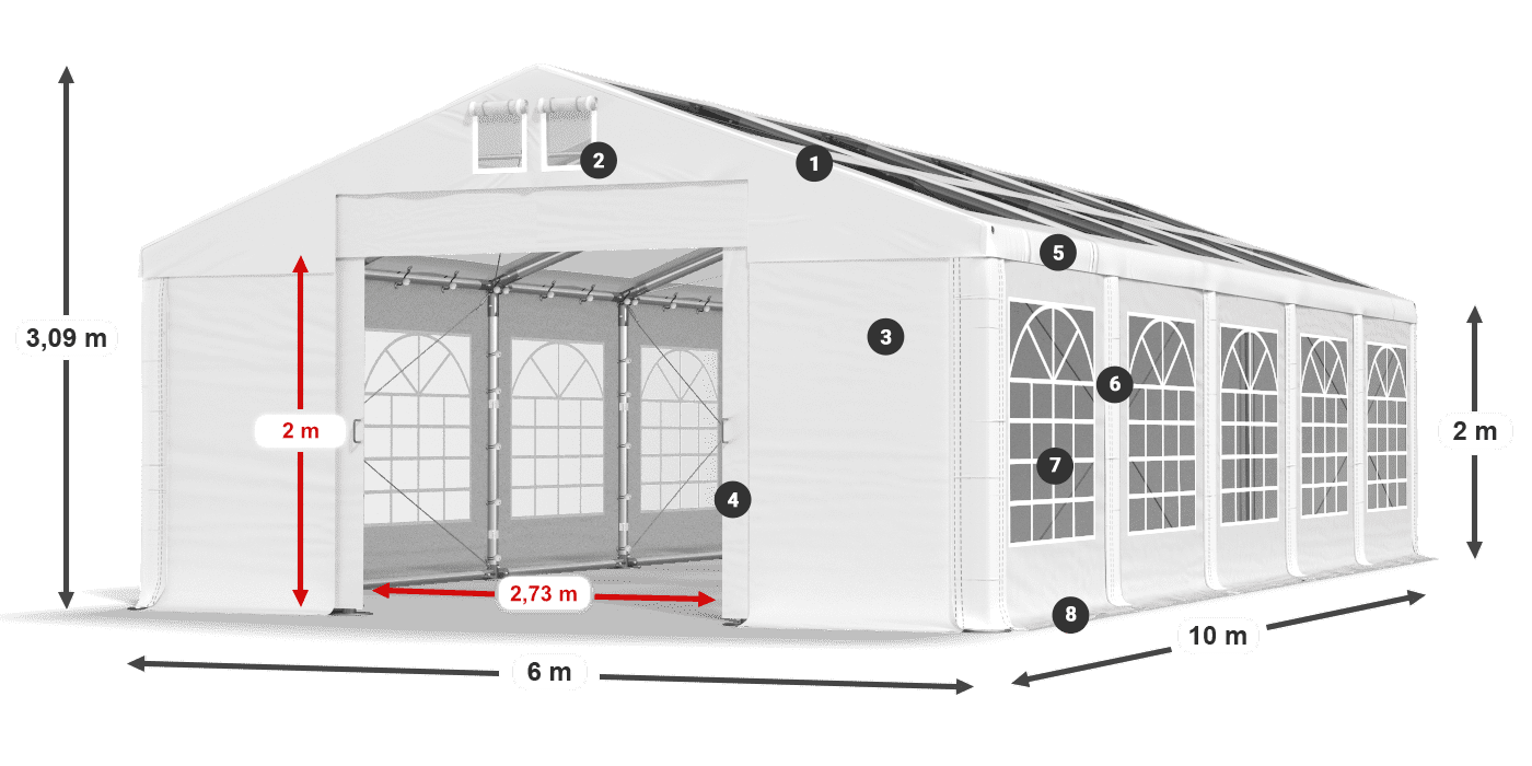Strecha: MS T 580 PVC Steny: FR 620 PVC 2m legenda
