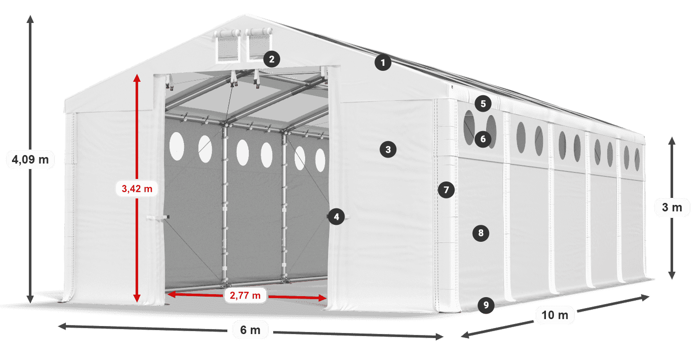 Strecha: MS T 580 PVC Steny: MS O 580 PVC 3m legenda