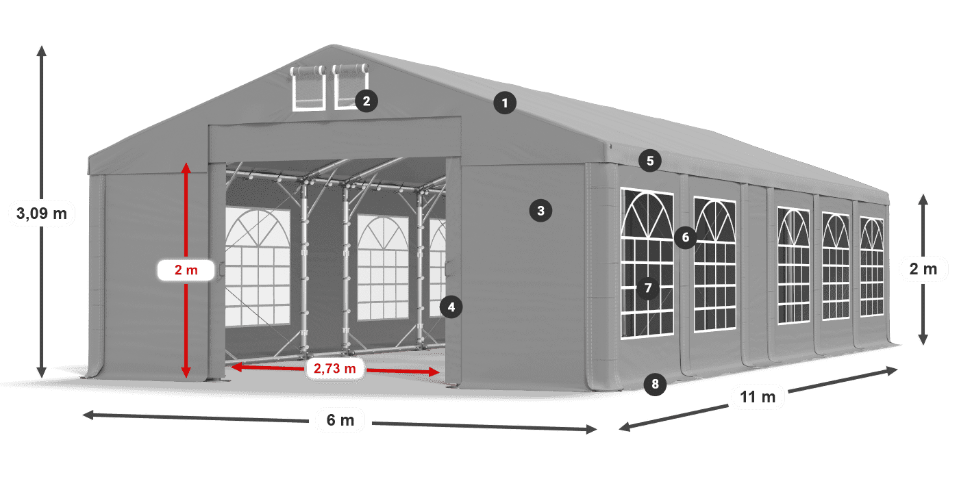 Strecha: FR 620 PVC Steny: SD 500 PVC 2 m legenda