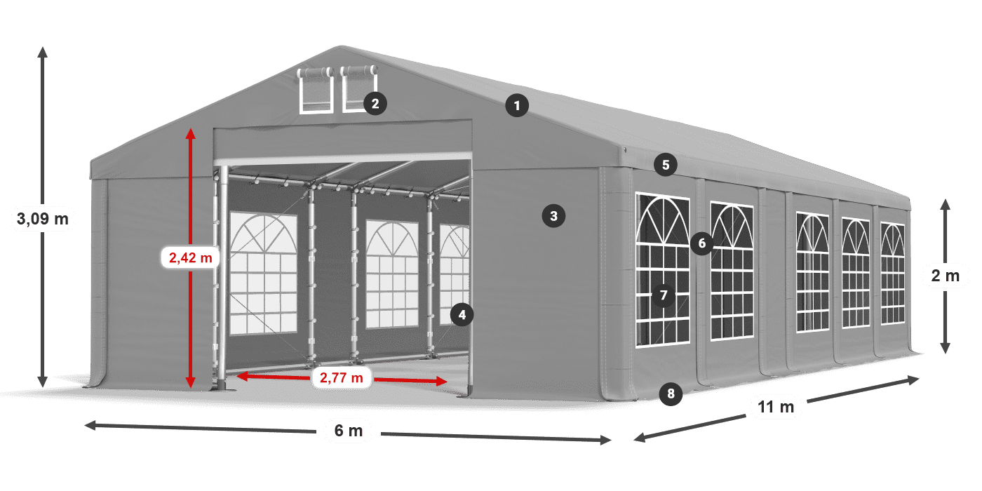Strecha: FR 620 PVC Steny: SD 500 PVC 2 m legenda