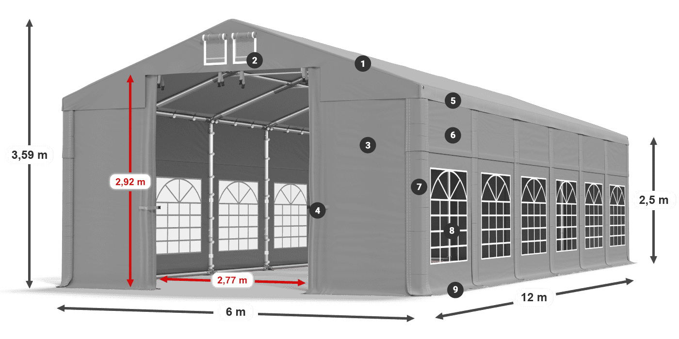 Strecha: FR 620 PVC Steny: SD 500 PVC 2,5 m legenda