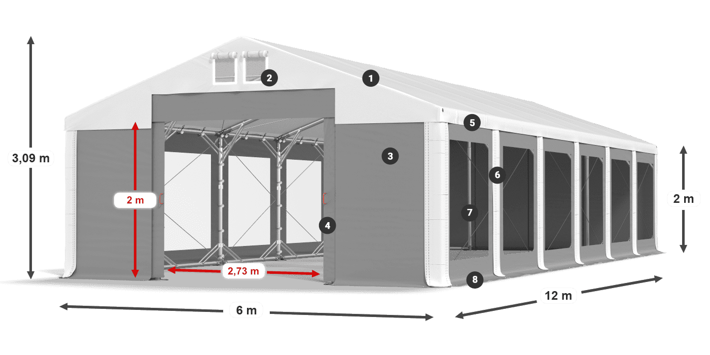Strecha: FR 620 PVC Steny: MS 580 PVC 2 m legenda