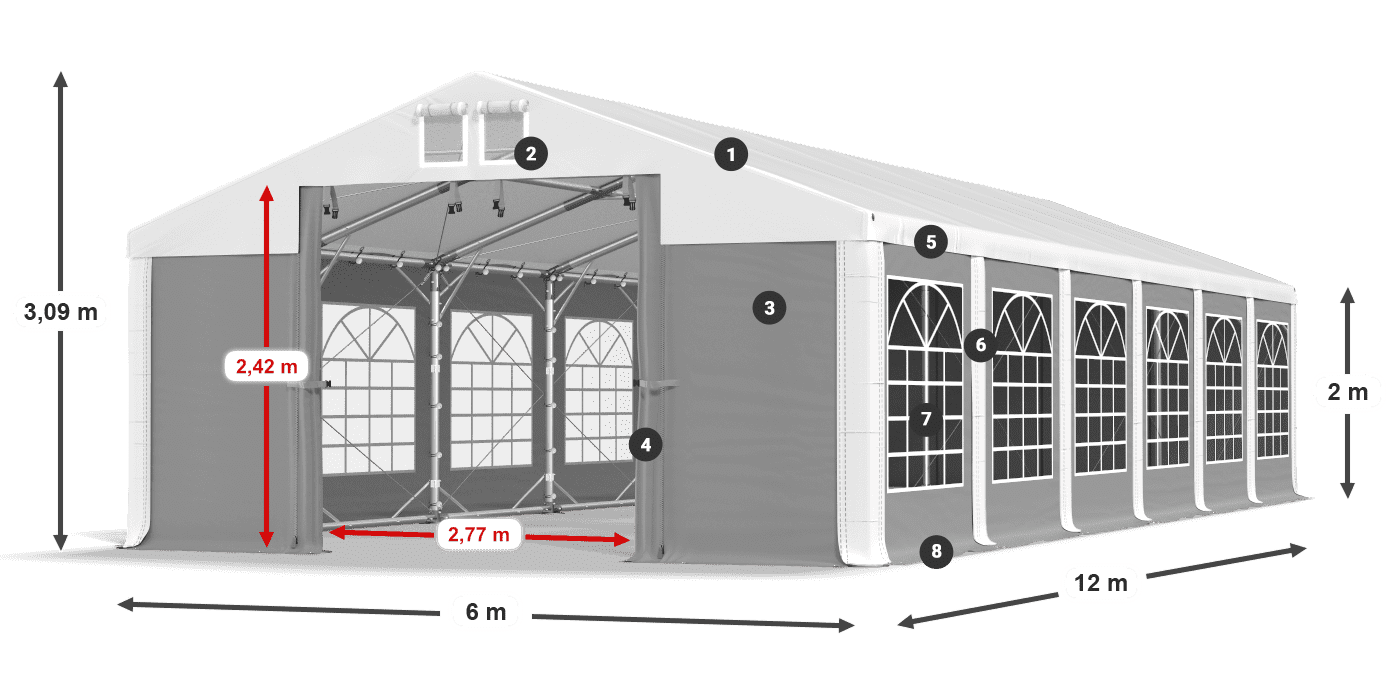 Strecha: FR 620 PVC Steny: SD 500 PVC 2 m legenda