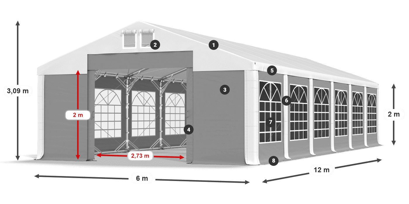 Strecha: FR 620 PVC Steny: SD 500 PVC 2 m legenda