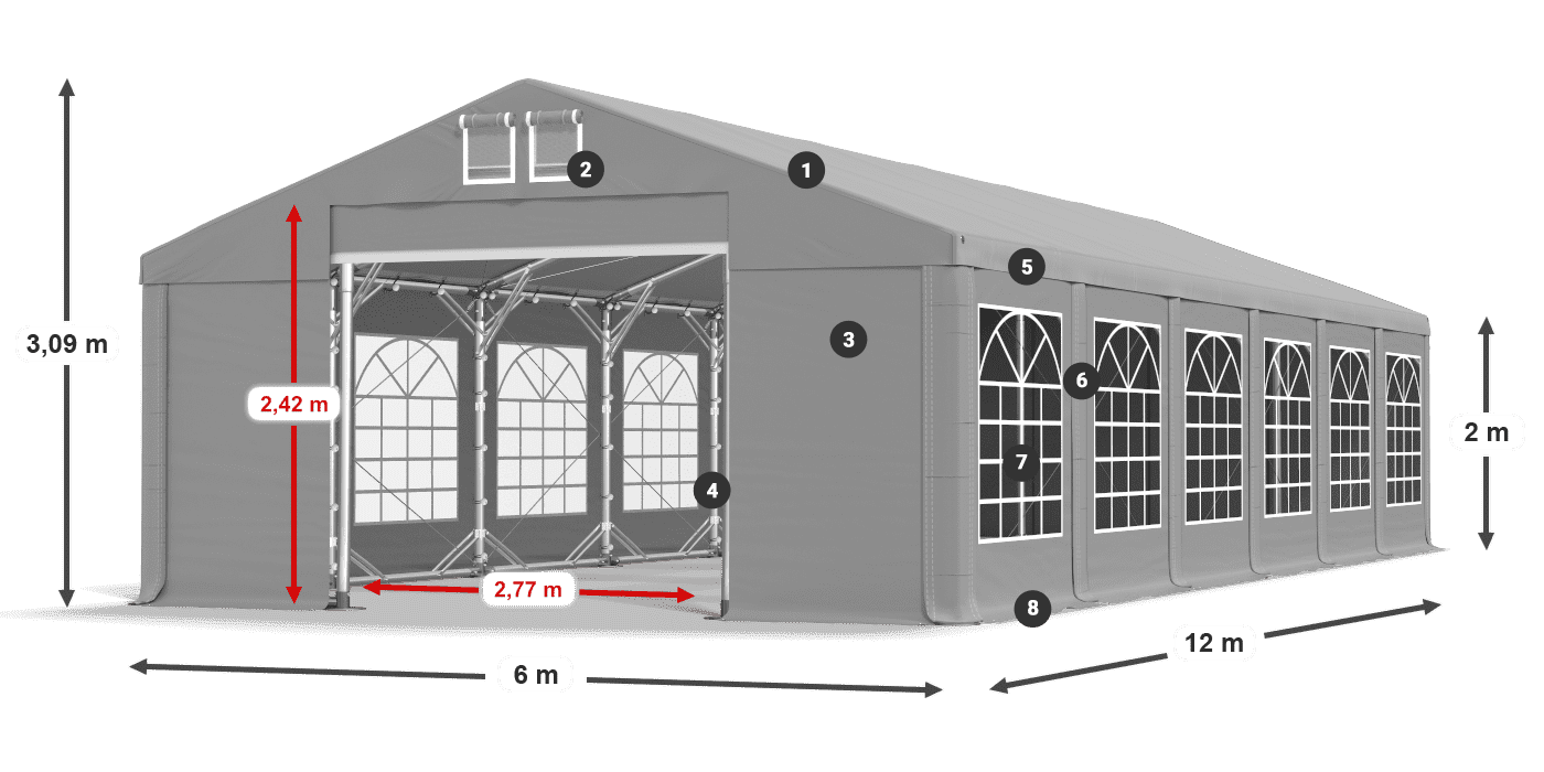 Strecha: FR 620 PVC Steny: SD 500 PVC 2 m legenda