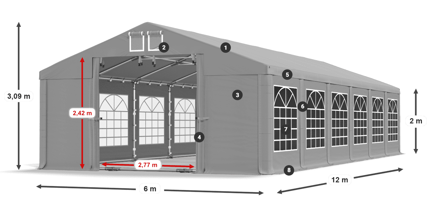 Strecha: FR 620 PVC Steny: SD 500 PVC 2 m legenda