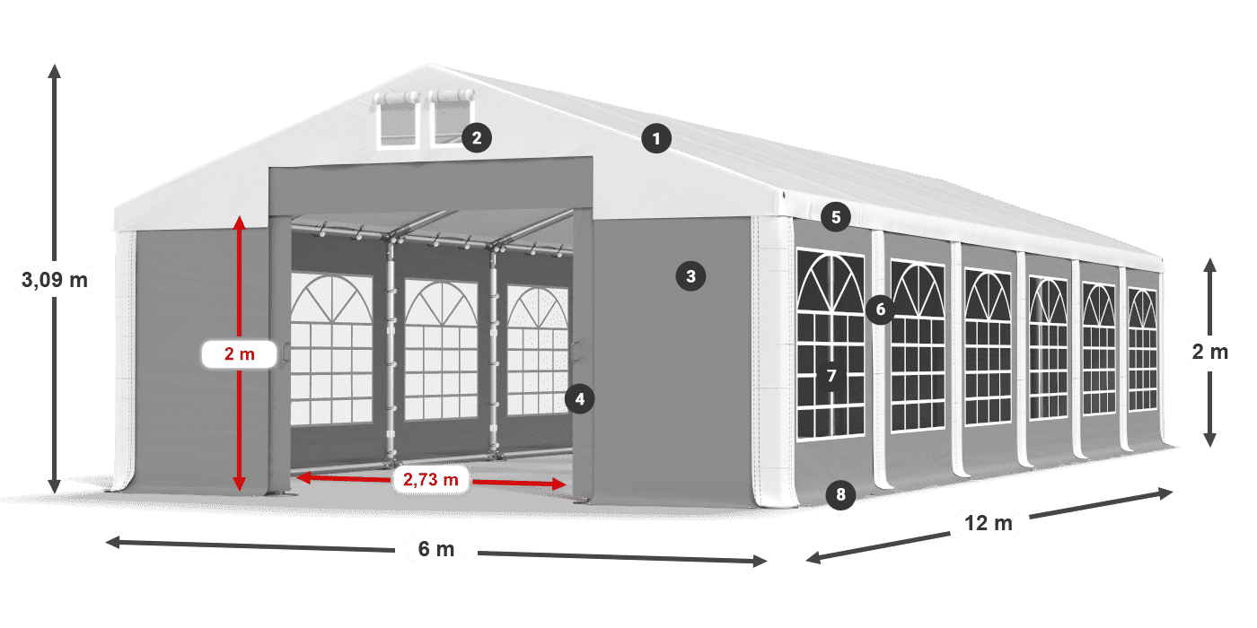 Strecha: FR 620 PVC Steny: SD 500 PVC 2 m legenda