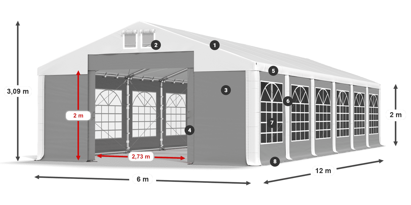 Strecha: FR 620 PVC Steny: SD 500 PVC 2 m legenda