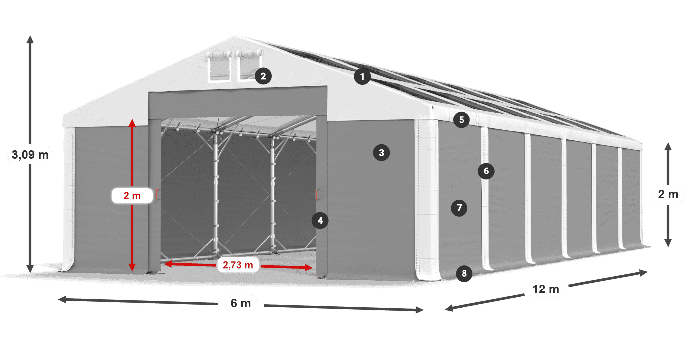 Strecha: MS T 580 PVC Steny: FR 620 PVC 2m legenda