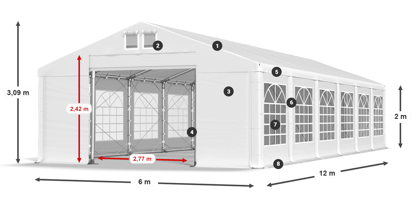 Strecha: MS 580 PVC Steny: FR 620 PVC 2m legenda